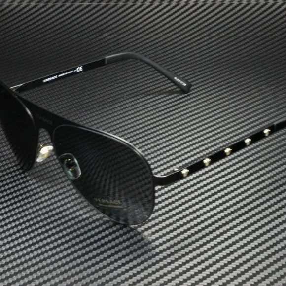 Versace Blacked Matte w/ Silver Emblems 59mm Women Versace VE4409 S (53 - 19) with Grey lenses and Black frame  main image 3